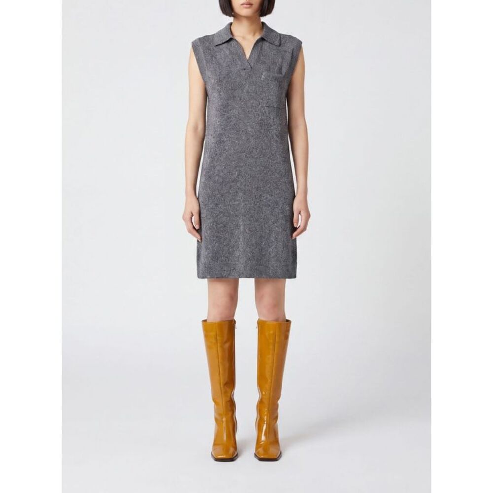 Marni Women Marni Wool Blend Knit Polo Mini Dress With Classic Collar